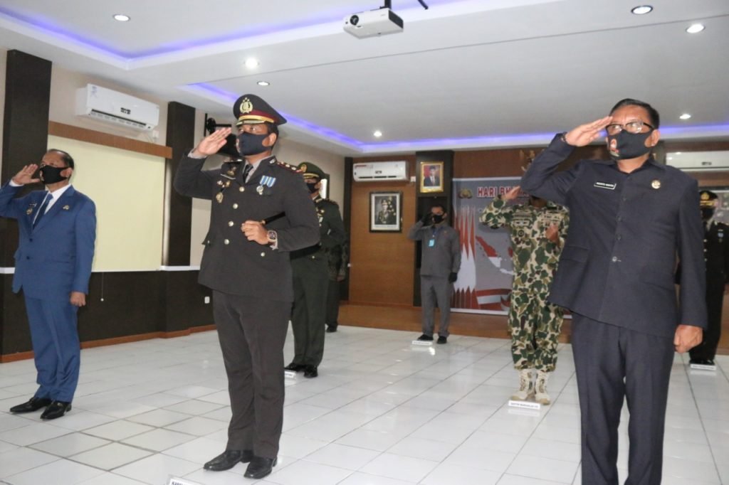 Hari Bhayangkara ke-74, Polres Bitung Gelar Upacara Virtual Live Streaming Video Confrence