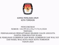 KPU Kota Tomohon Perpanjang Pendaftaran Seleksi Calon Anggota PPS