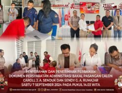 Caroll Senduk dan Sendy Rumajar Serahkan Dokumen Perbaikan Pilkada 2024 ke KPU Tomohon