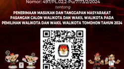 Proses Penerimaan Masukan dan Tanggapan Masyarakat untuk Pasangan Calon Walikota dan Wakil Walikota Tomohon pada Pilkada 2024