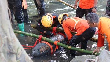 Geger di Blitar: Bom Perang 100 Kg Muncul dari Sungai, Tim Jihandak Turun Tangan