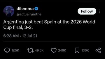 Ramalan Akurat? Tweet 2021 Prediksi Argentina Juara Dunia 2026 Lawan Spanyol Bikin Geger Jagat Maya