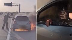 Detik-Detik Heroik Polisi Texas Selamatkan Pria dari Mobil Terbakar