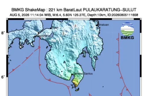 Gempa M6,4 Guncang Sulawesi Utara, Pusat Berada di Kedalaman 10 Km