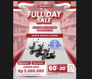 Transmart Gelar Full Day Sale 9 Agustus 2026: Diskon Besar untuk Berbagai Produk, Termasuk Sepeda Listrik