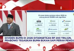 Dividen BUMN Melonjak, Prabowo Tegaskan Tak Boleh Dijadikan 'Sapi Perah'