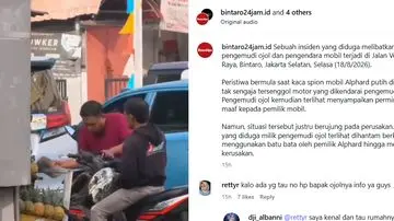 Oknum Pengemudi Alphard Serang Motor dengan Batu Pasca Insiden Spion