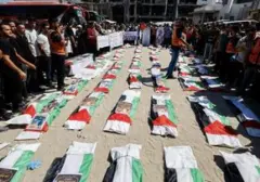 Ratusan Warga Palestina Gelar Pemakaman Massal 50 Jenazah Korban Agresi Israel di Gaza