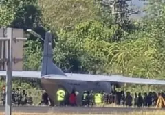 Pesawat Cassa TNI Tergelincir di Landasan Bandara Hasanuddin Makassar