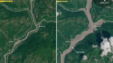 Dampak Dahsyat Banjir Nepal Terungkap Lewat Foto Satelit Before-After