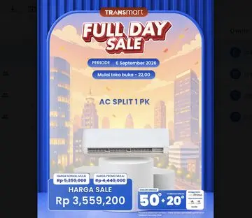 Promo AC 1 PK Hemat di Transmart Full Day Sale 6 September 2026
