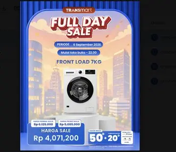 Transmart Gebrak Pasar dengan Diskon Besar Mesin Cuci Front Load Akhir Pekan Ini
