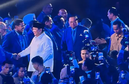 Prabowo Subianto dan Gibran Rakabuming Hadiri Ulang Tahun Partai Demokrat ke-25, SBY dan AHY Beri Sambutan Hangat